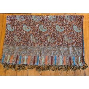 Reversible Paisley Pashmina Scarf Wrap Shawl 28"x72" Boho Fringe Tassel